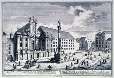 Vue de la place Am Hof montrant la colonne de Notre-Dame gravée par Johann-August Corvinus (1683-1738) - Salomon after Kleiner